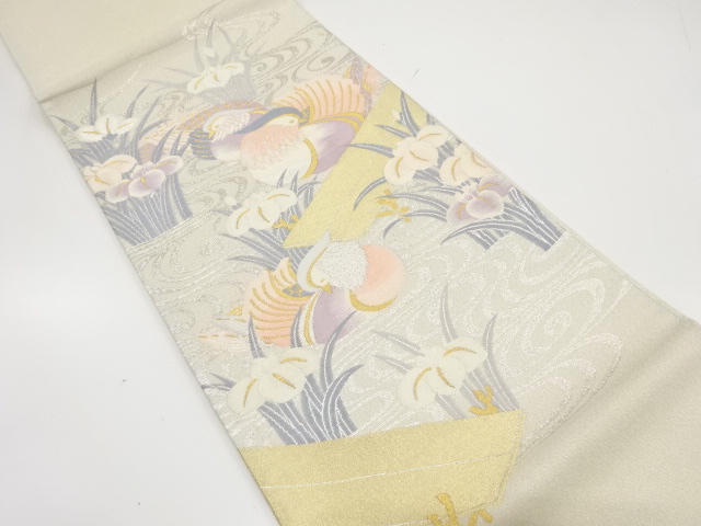 JAPANESE KIMONO / ANTIQUE FUKURO OBI / SILK / TSUZURE / MANDARIN DUCK